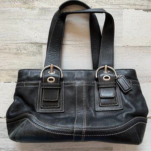 COACH Purse Women's Medium Black Leather Satchel Soho Bag Clutch C0873-F12302
